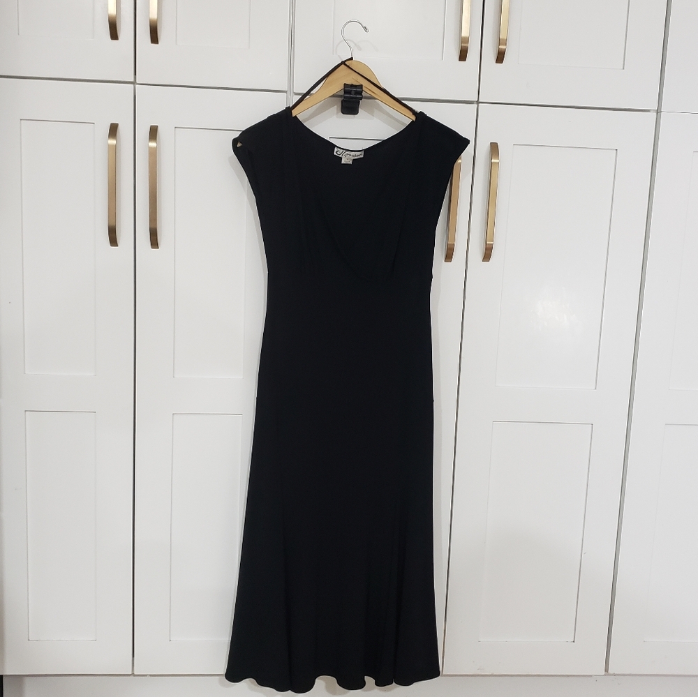 Dressbarn Black Dress Womens 6 Midi Elegant Made in USA